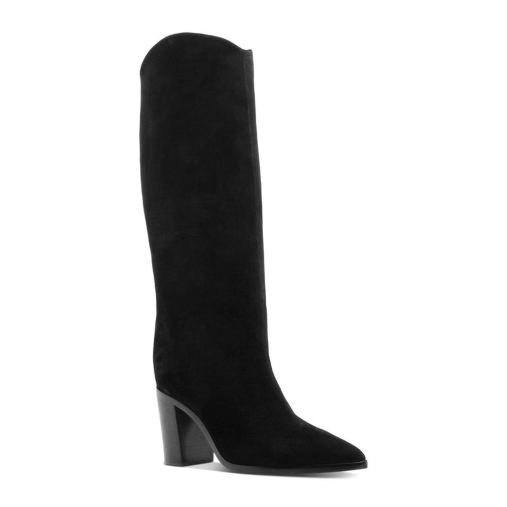SCHUTZ Womens Black Rounded Analeah Block Heel Slip On Leather Heeled Boots 6 B